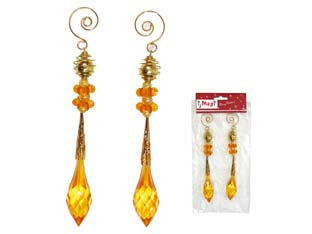 Decoro pendente oro - in plastica vetrificata cm.20 colore oro, confezionato in blister da 2 pezzi