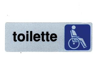 Targhetta adesiva toilette disabili - cm.15x5h. - in PVC