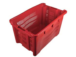Cesta ortofrutta fondo chiuso impilabile - lt.40 cm.56x35x31h. - in plastica per alimenti, sovrapponibile e impilabile