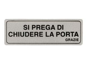 Targhetta adesiva si prega di chiudere la porta grazie - cm.15x5h. - in PVC
