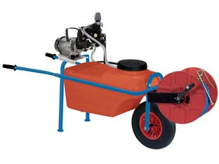 Pompa alta pressione aliseo el. 1,25 hp con carrello per irrorazione - 1,25 Hp, 0,93 Kw di potenza, motore elettrico monofase, portata acqua 18,5 lt./min., pressione max 20 bar, carrello Aliseo ...