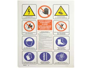 Cartello 12 simboli - cm.70x100h - in polipropilene polionda