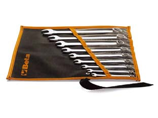 Chiavi combinate cromate art.42/b9 - in serie pz.9 da 6x6 a 19x19 con custodia in tela,, mm.6-7-8-10-11-13-14-17-19