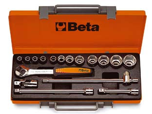 Chiavi a bussola esagonali in cassetta art.920a/c12 - conf. pz.17 composta da: 12 chiavi a bussola da mm.10 a mm.32 (10-11-12-13-14-17-19-22-24-27-30-32)+ 1cricchetto + 2 prolungh...