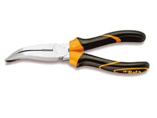 Pinza a becchi piatti lunghissimi piegati art.1164/bm - mm.160 becchi piatti lunghissimi zigrinati cromati, manici ricoperti in bimateriale