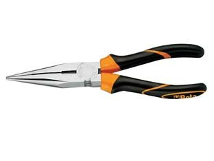 Pinza a becchi mezzi tondi lunghissimi diritti art.1166/bm - mm.160 becchi lunghissimi zigrinati cromati, manici ricoperti in bimateriale