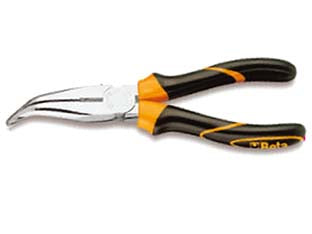 Pinza a becchi mezzi tondi lunghissimi piegati art.1168/bm - mm.160 becchi lunghi zigrinati cromati, impugnatura bimateriale