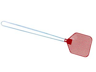 Palette abbatti mosche in plastica - cm.10x10x43h.  manico in metallo