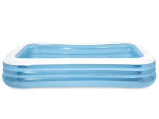 Piscina gonfiabile rettangolare +6 anni - cm.305x183x56h. - peso kg.7,3 (58484) - in vinile spessore mm.0,32, capienza d'acqua lt.1020, 3 camere d'aria ciascuna con doppia valvola di sicurezza e valvola di s...