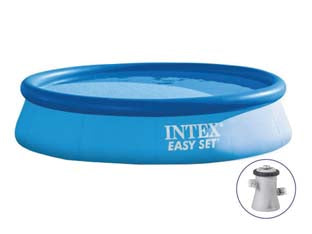 Piscina easy set rotonda autoportante c/pompa filtro cm.305x76h. - capacità lt.3853 - kg.10,8 (28122) - colore azzurro, rivestimento in PVC a 3 strati ad alto impatto e resistente all'abrasione, bordo ad anello gonfiabile, spazio...