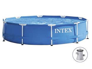 Piscina metal frame rotonda c/telaio portante c/pompa cm.305x76h. - capacità lt.4485 - peso kg.19,7 (28202) - colore blu, rivestimento in PVC a 3 strati per una maggiore resistenza, facile montaggio grazie al sistema easy lock con l'in...