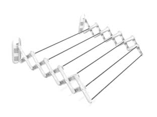 Stendibiancheria skatto - cm.104x50x16h. - peso Kg.0,8 - stenditura mt.6 - portata max Kg.7, aste in alluminio anodizzato e struttura in resina plastica, per bagno, lavanderia, garage, un modello semp...