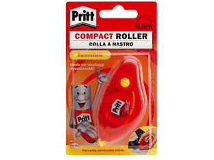 Colla pritt roller compact removibile - nastro mt.10x8,4mm - in blister, sistema rivoluzionario per incollare carta, cartoncino, foto su moltissime superfici come vetro, plastica, in mod...