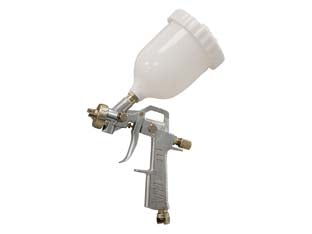 Aerografo serbatoio superiore con attacco dado capettato - ugello mm.1,5 - corpo alluminio nichelato, spillo acciaio inox, ugello ottone, serbatoio superiore nylon capacità ml.600