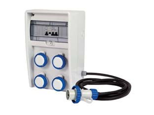 Quadro elettrico ulisse asc portatile 4 prese industriali ip67 - mm.177x250x403h. - colore grigio 74329 - composto da 4 prese IEC309 a 2 poli + terra da 16A 220V, spina 2P+T 16A 220V IP67, protezione con interruttore magnetotermico...