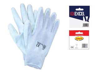 Guanti da lavoro in poliestere palmo in poliuretano - tg.XL misura 10 - colore bianco