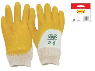 Guanti da lavoro impregnato in nbr colore giallo - tg. 7 - guanti in cotone impregnati in NBR, polso in maglia, dorso areato, mpieghi: edilizia, industria meccanica leggera, impiantis...