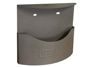 Cassetta raccogli pubblicita’ in metallo marsupio grigio ghisa - cm.35x14x36h. colore grigio ghisa - in lamiera elettrozincata verniciata a polveri, adatta per contenere reclame destinazione interni/esterni