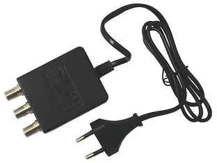 Alimentatore attacco f 2 uscite - alimentatore per DTT 300 mA con attacco F 2 uscite, attenuazione 4 dB, 230 V