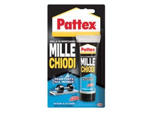 Pattex millechiodi water resistant per esterni e interni - gr.100 - in blister, adesivo di montaggio a base di resine sintetiche non contiene solventi, presa immediata per effetto ventosa. idea...
