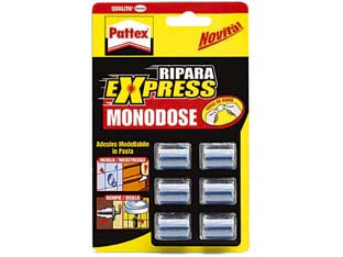 Pattex ripara express monodose - gr.30 con 6 monodosi - in blister, adesivo modellabile in pasta a base di resine epossidiche per incollare/ricostruire, ideale per riparare tutti i ...