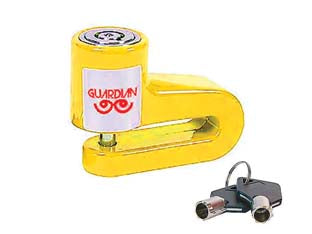 Antifurto bloccadisco per ciclomotori - chiusura automatica, confezione in blister con custodia, perno in acciaio ø mm.5,5, colori assortiti