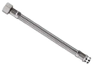 Flessibile inox parigi m3/8 - f1/2 flexcore - M 3/8' F 1/2' cm.35 - con treccia inox AISI 304, raccordi CW614N, bussole inox, pressione d'esercizio 10 bar, temperatura d'esercizio -5+90°C, racc...