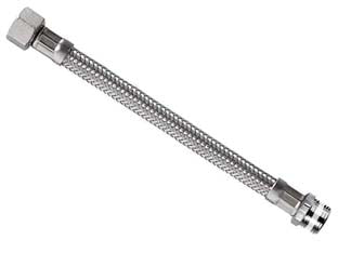 Flessibile inox parigi m1/2 - f1/2 flexcore - M 1/2' F 1/2' cm.20 - con treccia inox AISI 304, raccordi CW614N, bussole inox, pressione d'esercizio 10 bar, temperatura d'esercizio -5+90°C, racc...