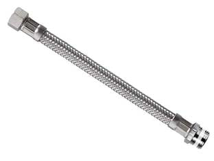 Flessibile inox parigi m1/2 - f3/8 flexcore - M 1/2' F 3/8' cm.20 - con treccia inox AISI 304, raccordi CW614N, bussole inox, pressione d'esercizio 10 bar, temperatura d'esercizio -5+90°C, racc...