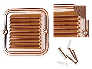 Griglia aerazione quadrata in rame - cm.20x20 - griglia con retina anti insetti in rame, imballate singolarmente in blister, completa di viti color rame e tasselli per il mo...