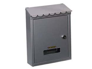 Cassetta postale media con tetto e chiave a cilindro grigia - cm.21x7x30h. - colore grigio - in metallo verniciato, cilindro tondo con 2 chiavi tipo SILCA HF 74R