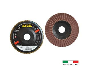 Dischi lamellari da sgrosso al corindone - ø mm.115 foro 22 grana 100 - disco abrasivo lamellare flessibile, ossido di alluminio (corindone), supporto plastica. Utilizzo su metalli, alluminio, bron...