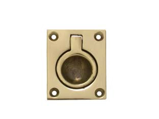 Maniglie per mobili quadre tipo marina a incasso con anello in ottone - mm.40x55x15 - in ottone lucido