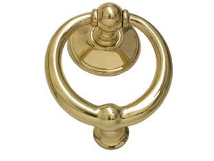 Battente ring in ottone lucido - ø mm.110 - in ottone lucido verniciato