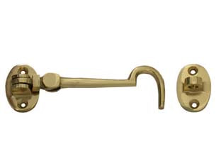 Gancio fermapersiane ottone pesante snodato con incontro - mm.50 - in ottone lucido