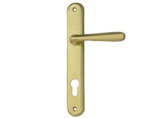 Maniglia karol con placca foro yale in zama finitura ottone lucido - mm.90 foro yale - quadro maniglia mm.8