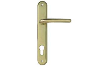 Maniglia torino con placca foro yale in zama finitura ottone lucido - mm.85 foro yale - quadro maniglia mm.8