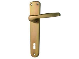 Maniglia alu con placca in alluminio bronzato - mm.90 - in alluminio bronzato, quadro maniglia mm 8 / 90, foro normale