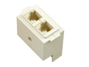Presa telefono doppia venus - RJ12 6 contatti (7109) - presa telefono doppia con 2 PLUG, colore avorio RAL 9001- monta su tutte le placche MILLENNIUM e compatibile con la serie 'MA...