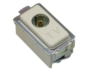 Presa tv/sat coassiale venus - ø mm.9,5 terminale (7072) - presa coassiale terminale TV tipi IEC femmina non schermata per frequenza fino a 2400 MHz, colore avorio RAL 9001, monta su t...