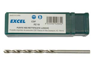 Punte hss rettificate prolungate - ø mm.3,5x115 - punte elicoidali HSS-G DIN 338, esecuzione rettificata, utilizzo su acciai legati e non legati