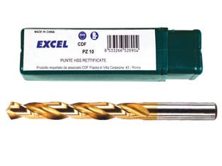 Punte hss titanio - ø mm.4 - punte elicoidali HSS-G DIN 338, punta lunga durata, aumento della velocità di taglio, per forare tutti i metalli