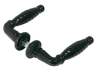 Maniglie per porte metalliche a torciglione - in alluminio verniciata nera, quadro maniglia mm.8x35, spessore porta da mm.35/55
