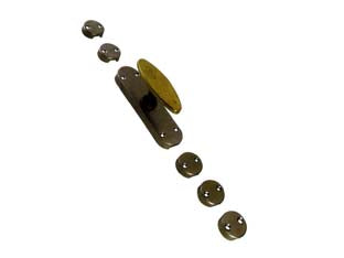 Cremonese in ferro da applicare con maniglia ottonata - da applicare con asta mezzo tonda, compreso guide per le aste