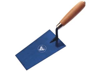 Cazzuola punta quadra manico legno - mm.160 - in acciaio con manico legno