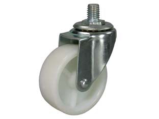 Ruote con perno forcella - ø mm.40 perno ø mm.8x25 - ruota in polimero termoplastico, supporto maggiorato in lamiera stampata e zincata, rotante su corona di sfere, ruota colore ...