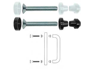 Fissaggio singolo per legno-alluminio - mm.300/350 in nylon colore bianco - adatto per fissaggio passante di maniglione singolo, vitone in acciaio (ns. cod.: 156950-156967-156387-156523)