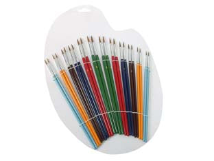 Pennelli belle arti in cartella - confezione da pz.24 con manici in legno, colori assortiti