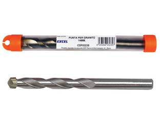 Punte super dd per marmo-granito-porfido-pietra - ø mm.18x160 codolo ridotto mm.10 - in acciaio per il muro con placca al CARBURO di qualità superiore, consente di effettuare un elevato numero di fori anche nei...