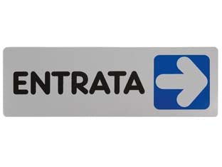 Targhetta adesiva entrata (freccia a destra) - cm.15X5h. - in PVC